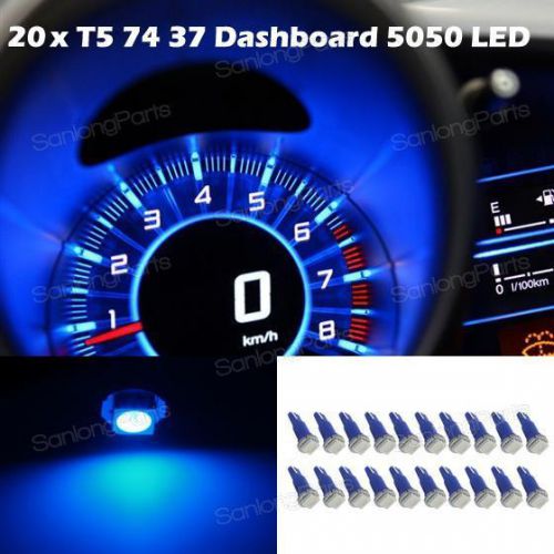20x blue car led instrument dashboard speedo light bulbs t5 37 73 74