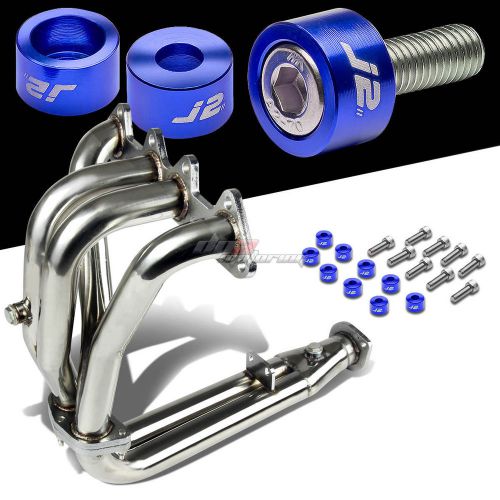 J2 for 94-97 accord 2.2 exhaust manifold race header+blue washer cup bolts