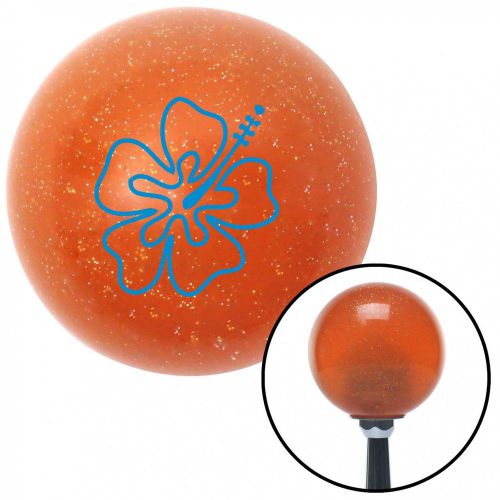 Blue hawaiian flower #8 orange metal flake shift knob with 16mm x 1.5 insert