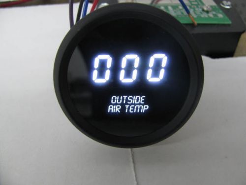 Digital outside air temperature gauge w/ sender white leds black bezel warranty!