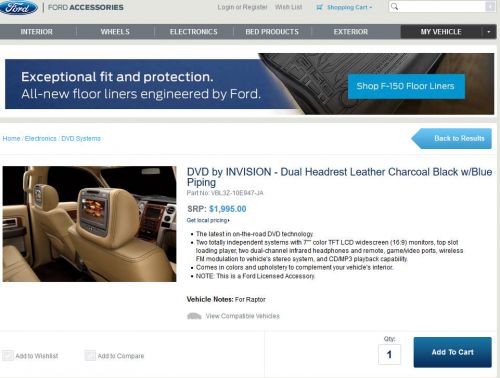 Pair of ford dvd headrests tan  2011 thru 2015 dealer price $1752.00
