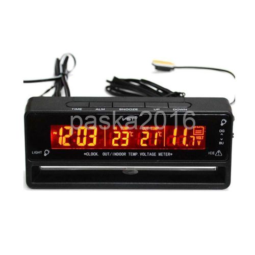 Car voltage monitor meter temperature thermometer clock display ts-7010v