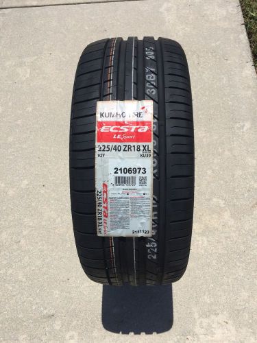 One (1) brand new 225/40/18 xl92y kumho ecsta le sport ku39 uhp tire