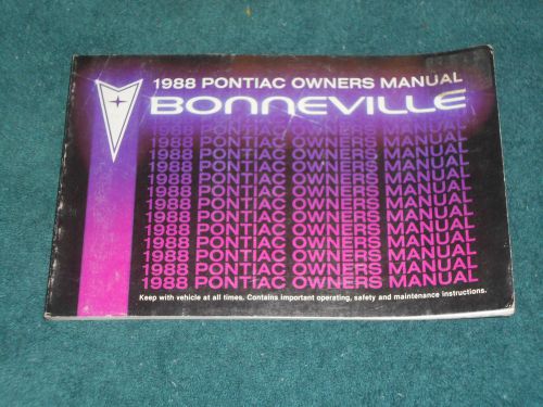 1988 pontiac bonneville owners manual original guide book!