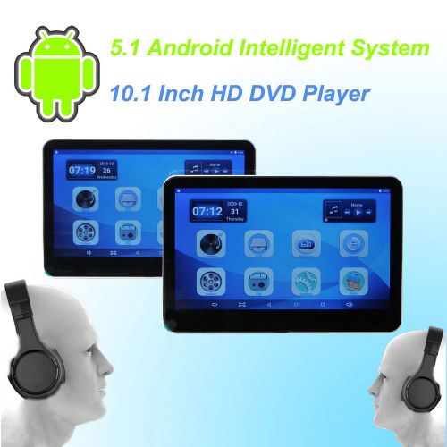 Android headrest car dvd player  10.1 inch monitor hd quad core wireless headset