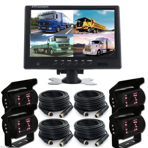 9&#034; tft lcd reversing monitor with 4 channel video view &amp; 4pcs ccd backup camera