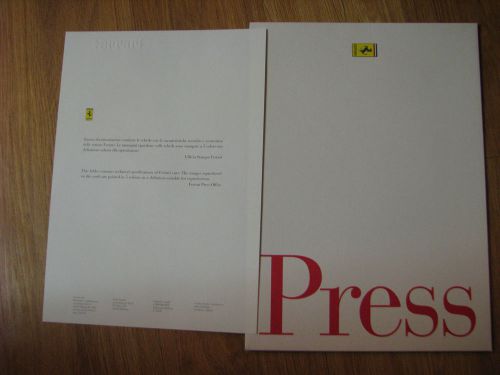 Ferrari press pack~print#1122/96 - 1m-9-96, 7 large inform. cards+typed text