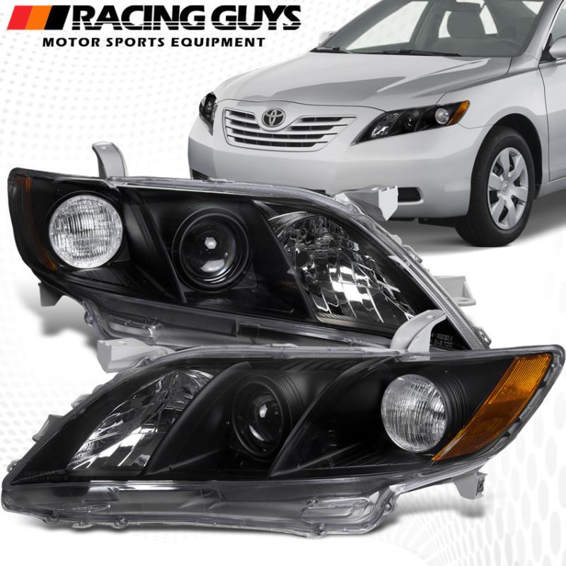 2007-2009 toyota camry 4dr sport black projector head lights lamps pair assembly