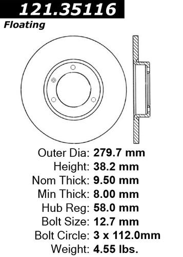 Centric 121.35116 front brake rotor/disc-c-tek standard rotor