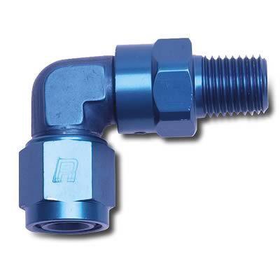 Russell an to npt adapter fitting -8 an female-1/2 in. npt male swivel blue
