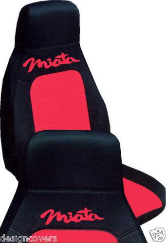 Front set  199o-1998 mazda miata car seat coversblack and red insert name in red