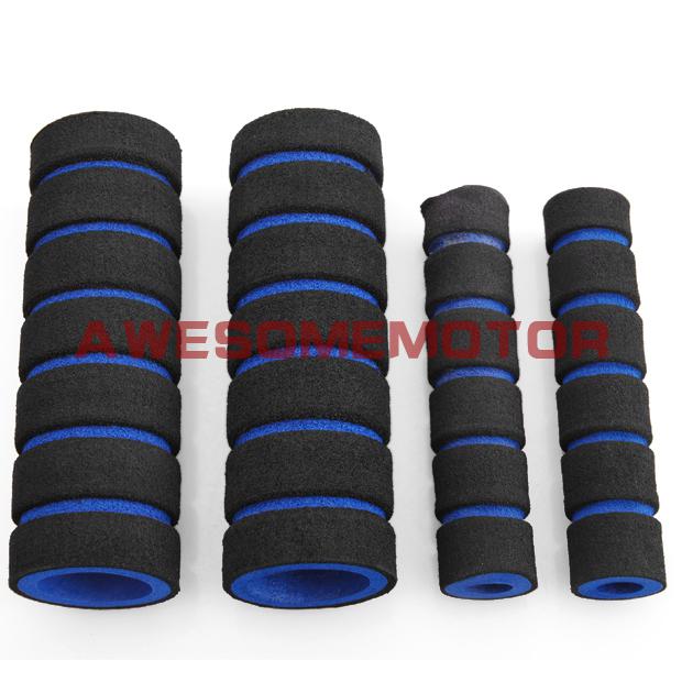 Black & blue sponge foam handlebar hand grip universal cycling motorcycle 1 pair