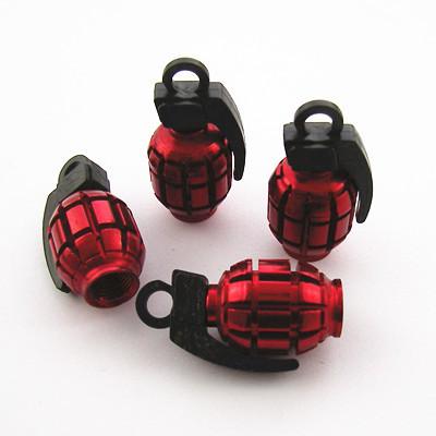 4 pcs red grenade bomb wheel tyre tire valve stems cap dust cover for mitsubish