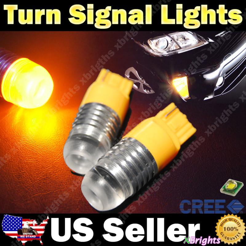 2pcs 7440 cree emitter 5w high power led turn signal light bulb amber yellow #01