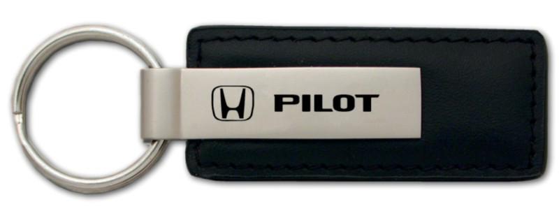 Honda pilot black leather keychain / key fob engraved in usa genuine