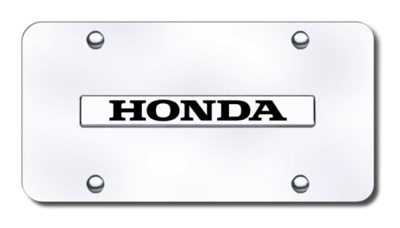 Honda name chrome on chrome license plate made in usa genuine