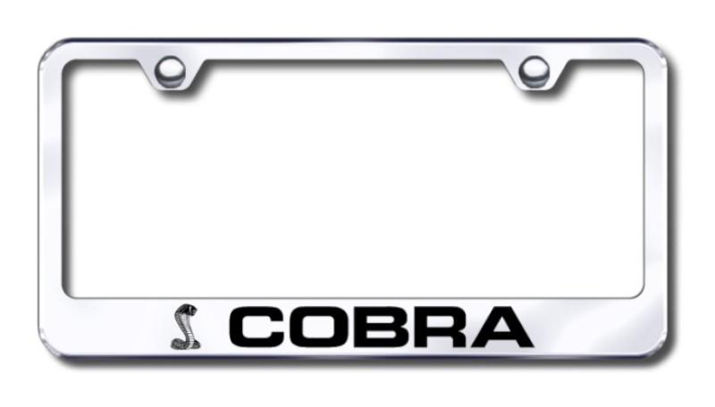 Ford cobra  engraved chrome license plate frame -metal made in usa genuine