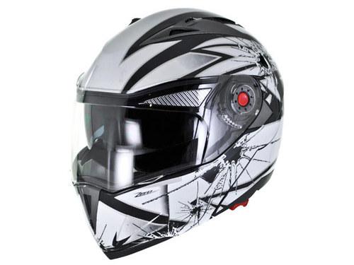 Snowmobile atv utv 4x4 - gray/black modular flip up helmet dual smoke visor - xl
