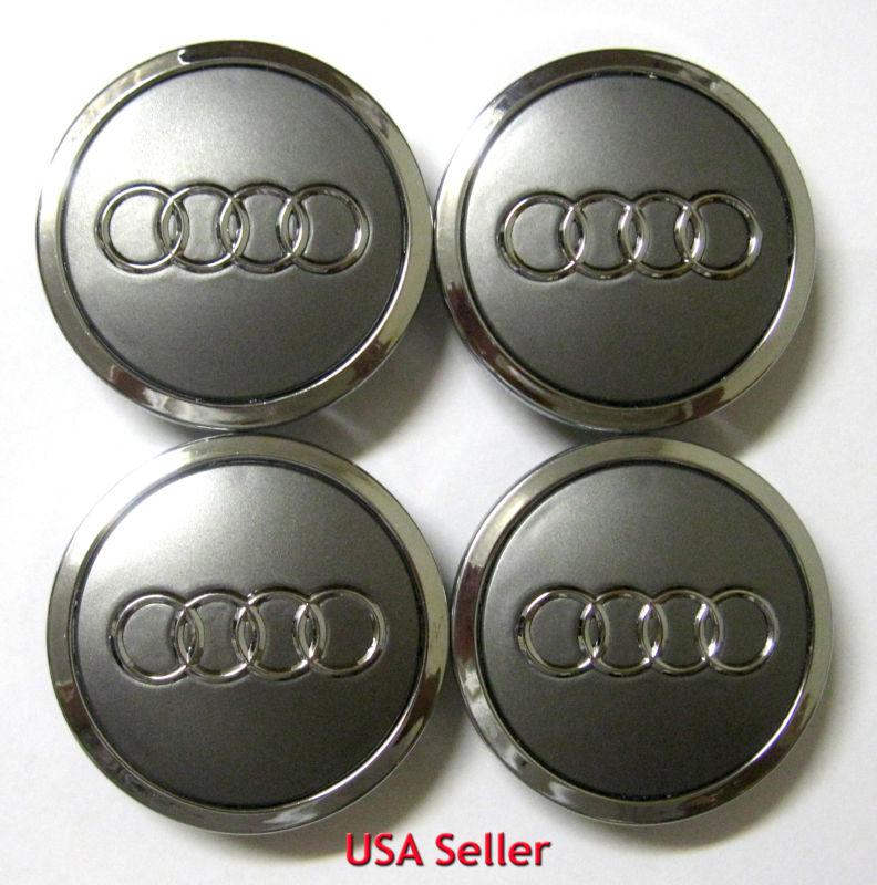 Purchase 4 PCS NEW Audi Wheel Center Cap caps 68mm Grey+Chrome for AUDI A3 A4 A6 A8 etc in Los