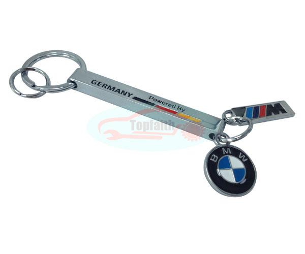 Car keychain key chain ring chrome for germany powered by bmw m3 m5 m6 ///m x3