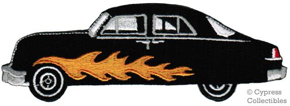 Hot rod patch flame car vintage automobile embroidered iron-on applique flaming