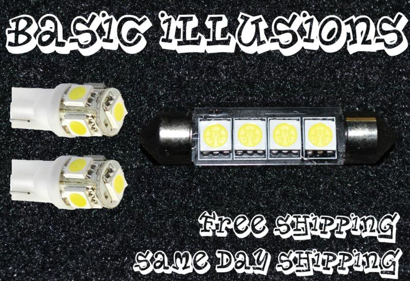 Cool white 1x 211 4smd dome map light + 2x 194 5led license plate courtesy bulb