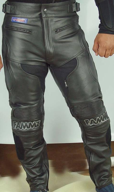 New hs fammz leather bikers stylish solid perforated zipper pants 