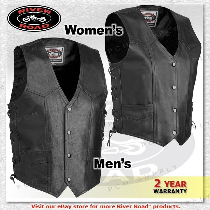 River road plain imported leather classic motorcycle street touring men vest