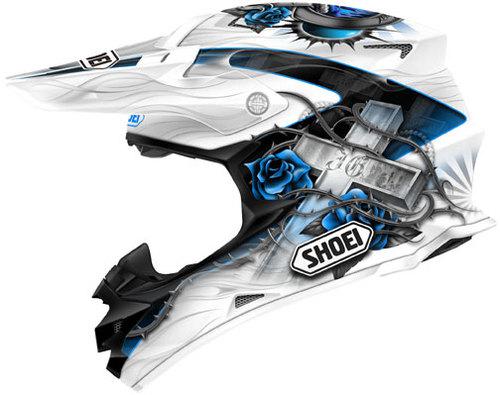 Shoei vfx-w grant replica white/blue off-road motorcycle helmet size xlarge