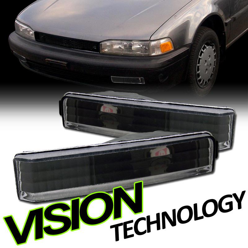 Jdm blk housing clear lens bumper turn signal lights lamps 90-91 accord 2dr/4dr