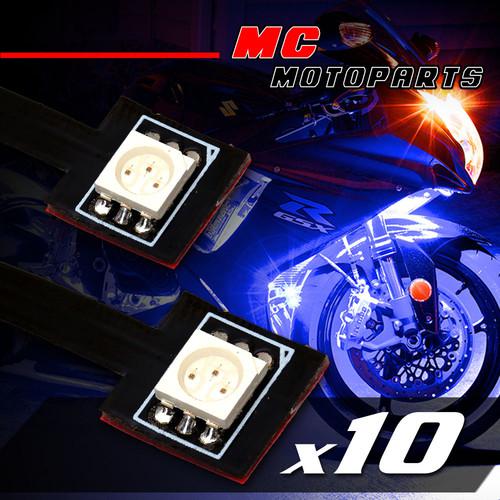 10 pcs blue tiny frame smd led 5050 12v lights universal bike car motorcycle