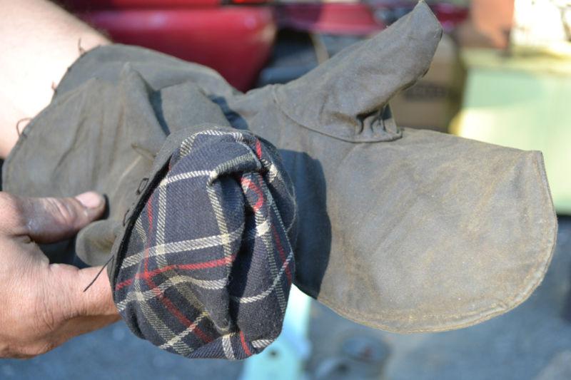 Vintage barbour english waxed motocycle mittens