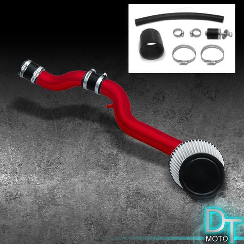 Stainless washable cone filter + cold air intake 88-91 civic crx red aluminum