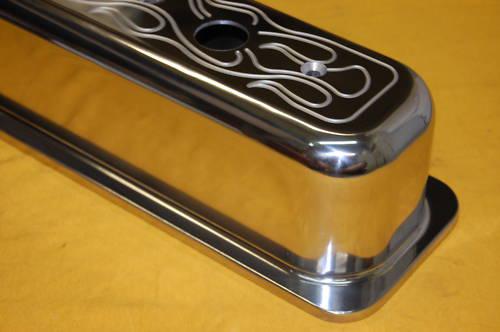  sbc tall valve covers flamed aluminum vortec small block chevy polished 