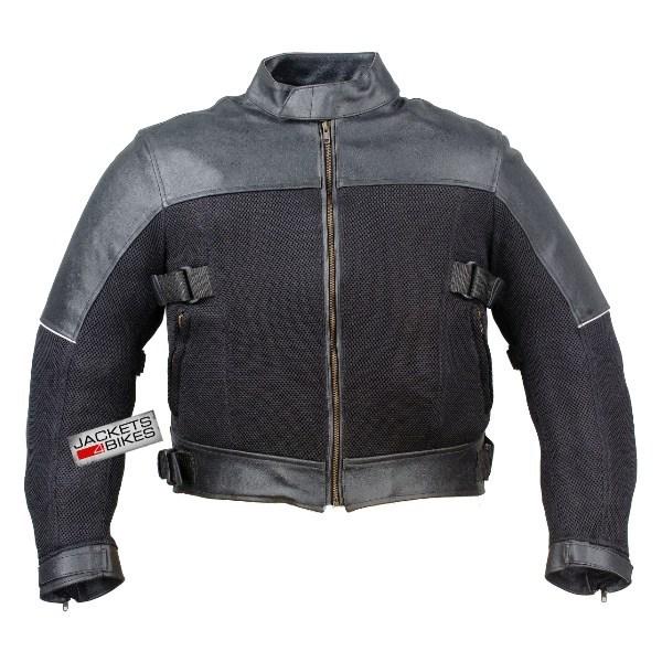 Motorcycle scooter mesh leather armor jacket black 50