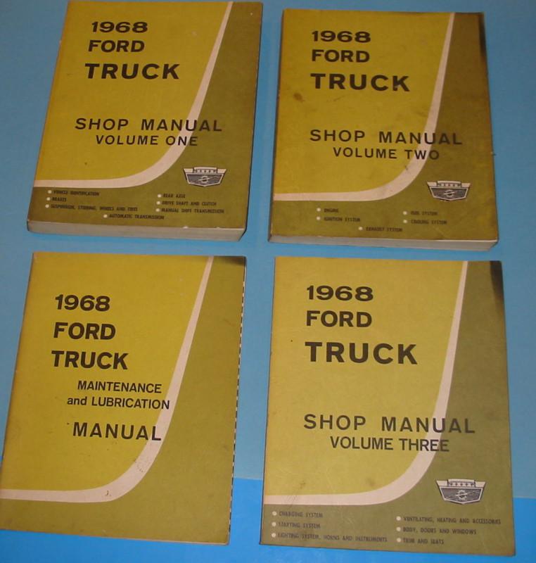 Set  4 1968 68 ford truck repair service shop manuals f-150 250 350 bronco 4x4 