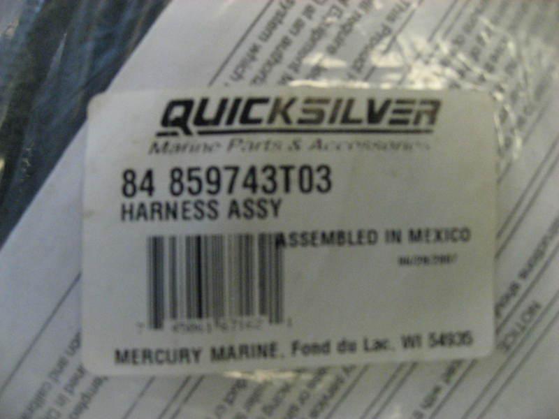 Mercury mariner pn# 859743t03 outboard smartcraft fuel/paddle/oil boat harness