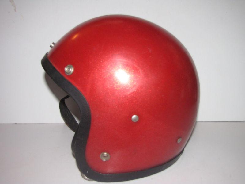 Vintage motorcycle helmet red sparkle bobber style