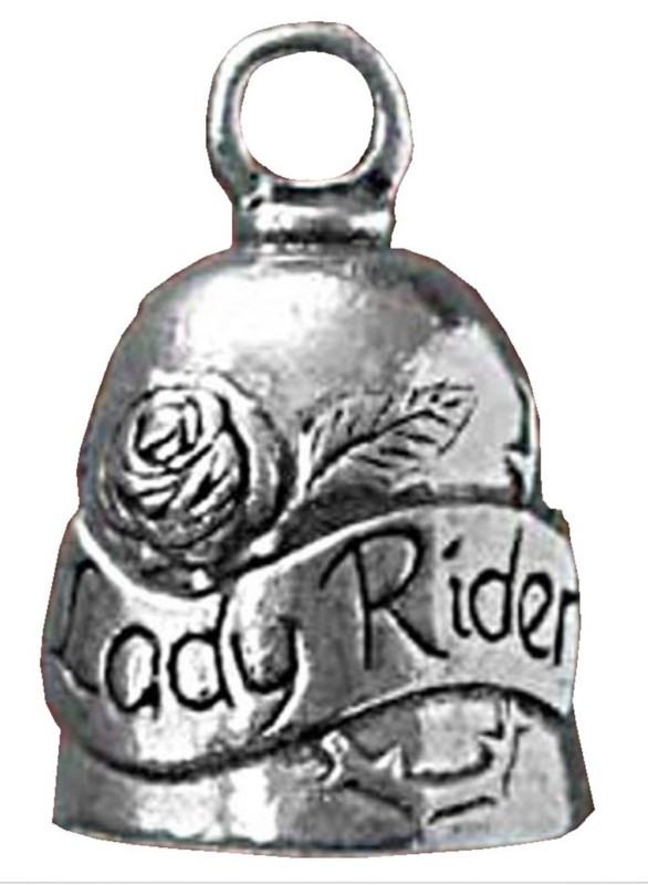Pewter motorcycle guardian bell  lady rider rose biker chic spirit new