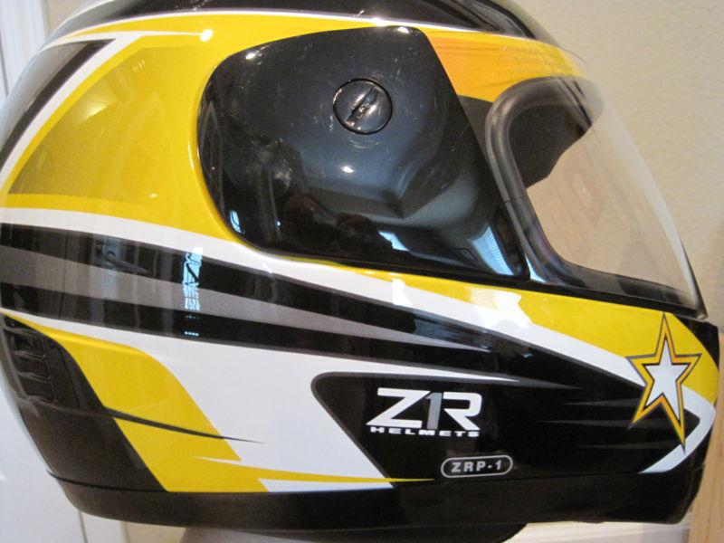 Full face z1r zrp-1 yellow, silver, white and black helmet size small
