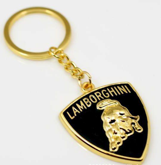  lamborghini emblem keychain chrome key chains key rings keyring, metal