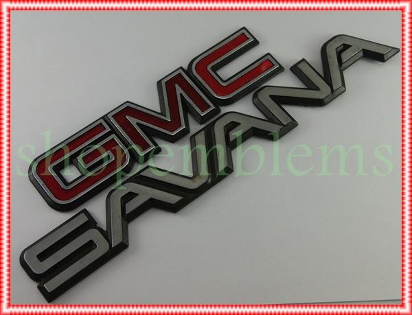 98-02 gmc savana rear door emblem endgate nameplate badge 99 00 01 g15 g25 truck