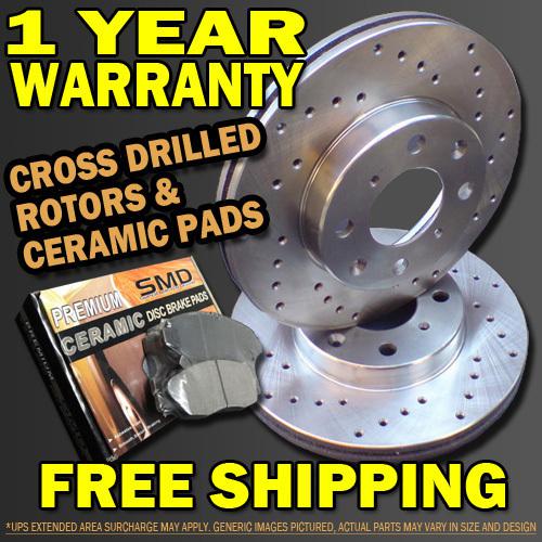 A0421 front+rear cross drilled brake rotors ceramic pads *check detail
