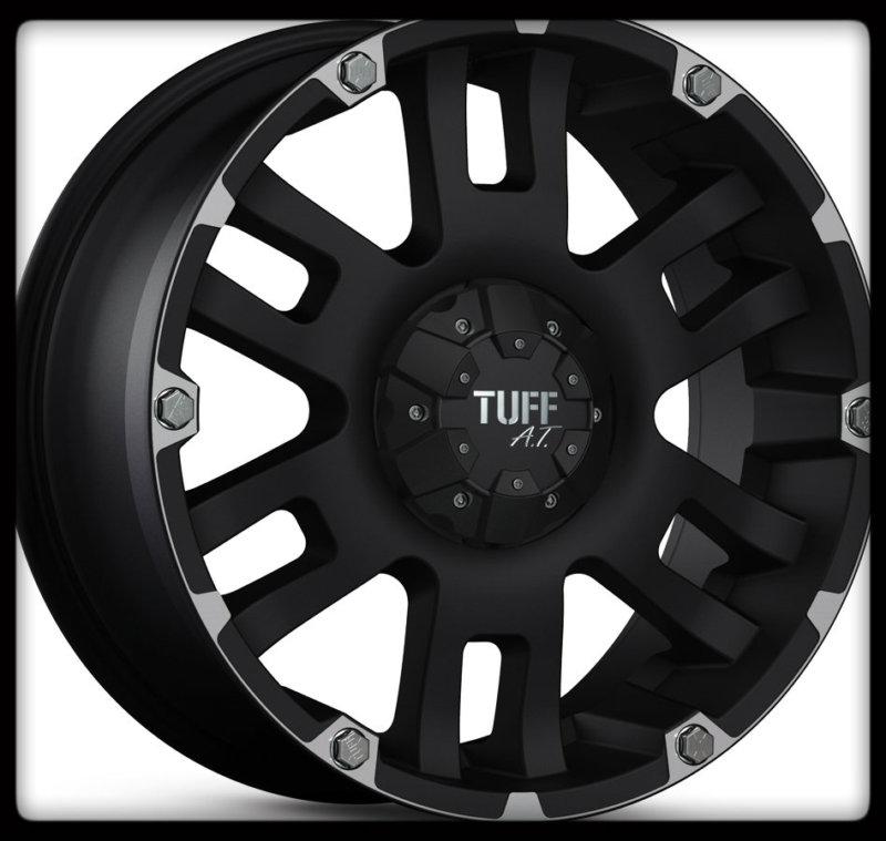 16" x 8" tuff t04 black rims w/ lt305/70/16 bfgoodrich m/t km2 wheels tires