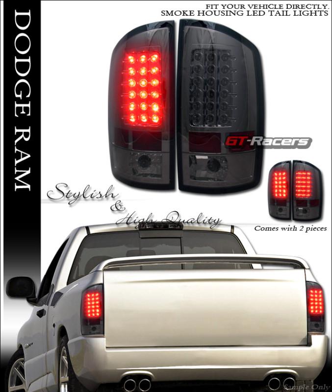 Smoke lens led tail lights brake lamps 2002-2006 dodge ram 1500 2500 3500 cab