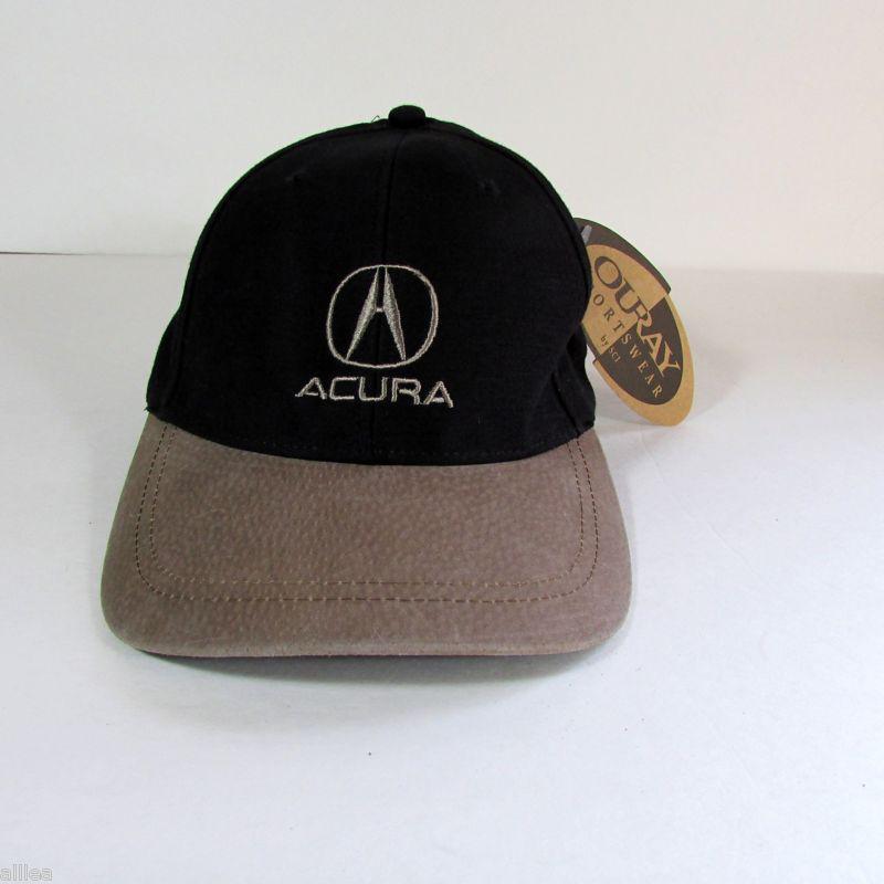 New black w/ beige pig suede brim acura hat cap mens one size fits all flex fit