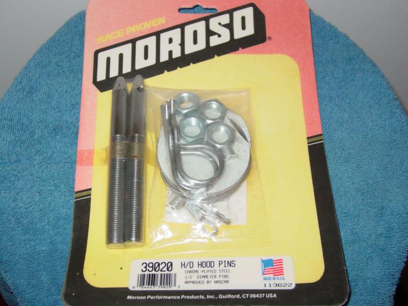 Moroso racing products heavy-duty 1/2" diameter chrome hood pin set p/n 39020