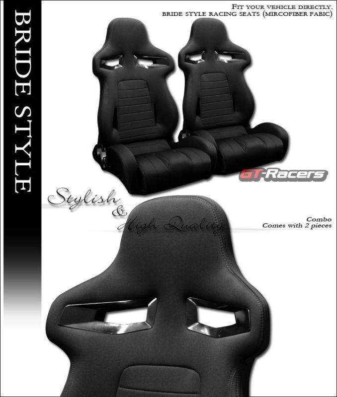 Br sport style blk stitch cloth car racing bucket seats+slider left+right toyota