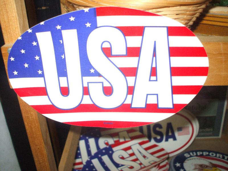 Usa sticker with flag colors, oval decal euro style stickers 3 for .99 cents