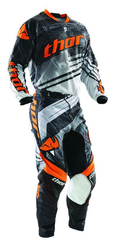 Thor phase swipe orange white dirt bike jersey pants mx atv gear black 2014